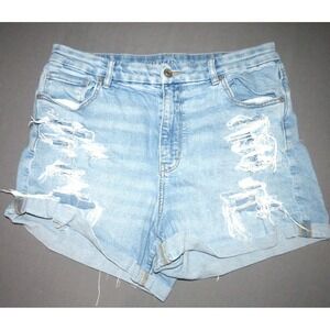 Distressed Light Blue Denim Jean Shorts